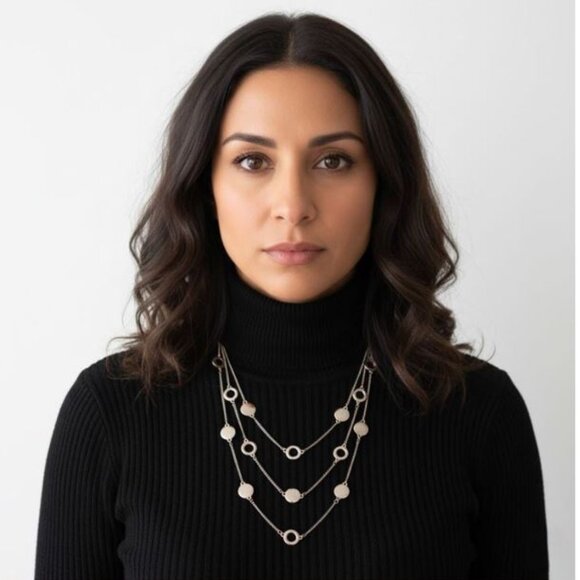 NECKLACE - Triple layer gold detail - Picture 1 of 4